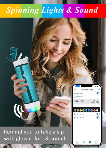 Smart Hydration Water Bottle with Drink Reminder & Straw Lid Design