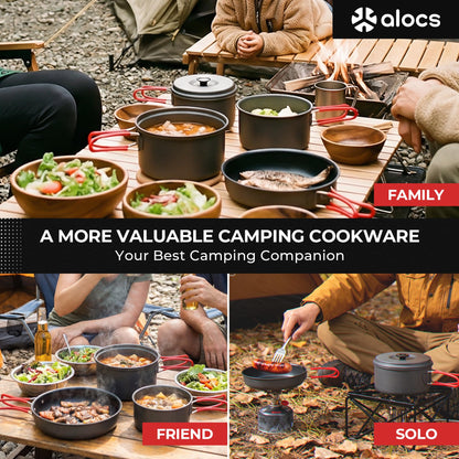 Compact Camping Cookware Set with Pots, Pans & Carry Bag for Outdoor Cooking