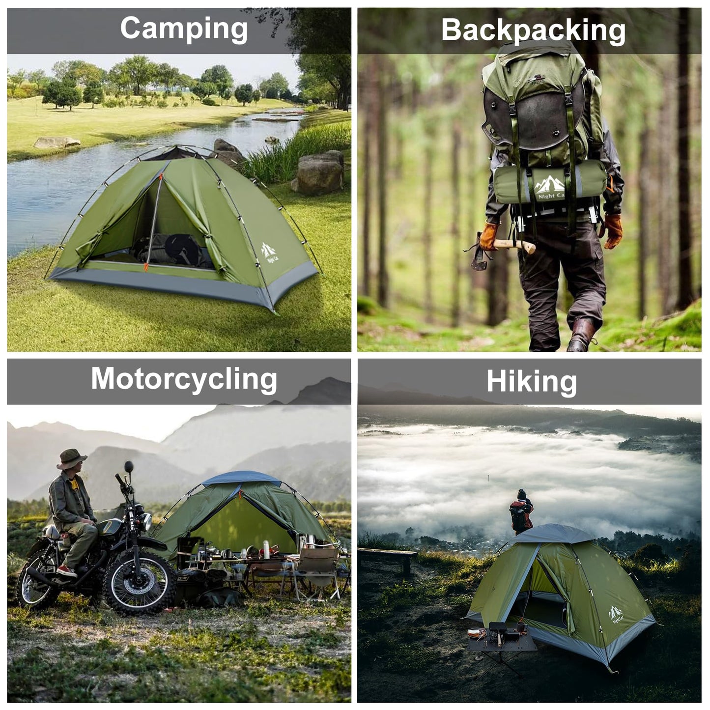 Lightweight Rainproof Backpacking Tent for 1–2 Person Camping & Hiking