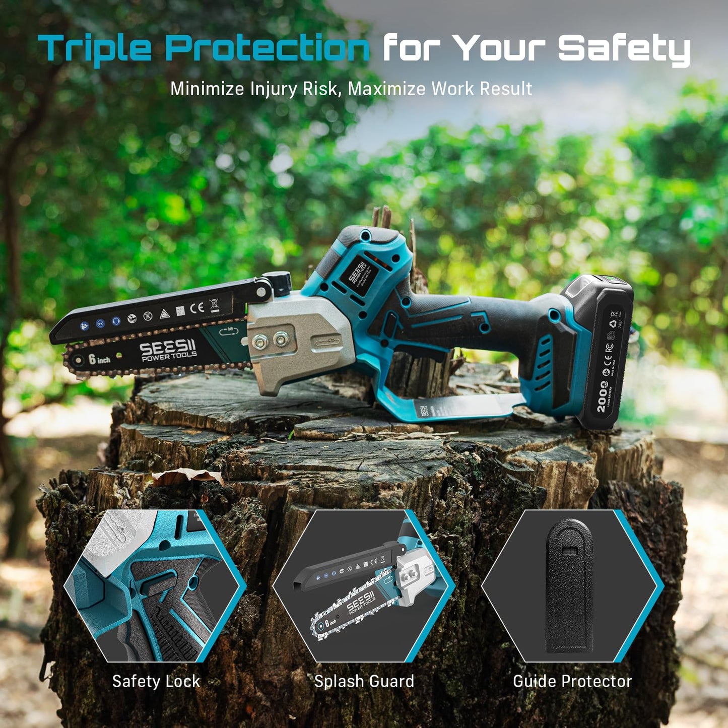 Cordless Mini Chainsaw for Outdoor Cutting & Garden Work