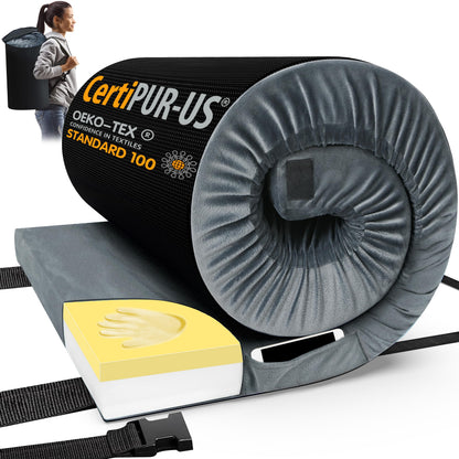 Memory Foam Camping Mattress Pad with Portable Roll-Up Design & Travel Bag