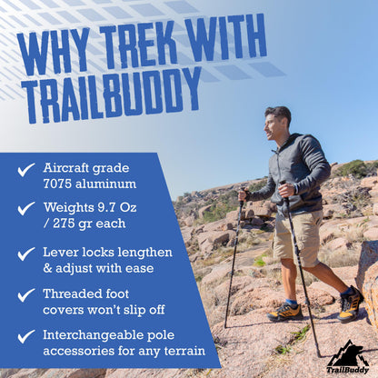 Lightweight Collapsible Trekking Poles for Hiking, Travel & Outdoor Support