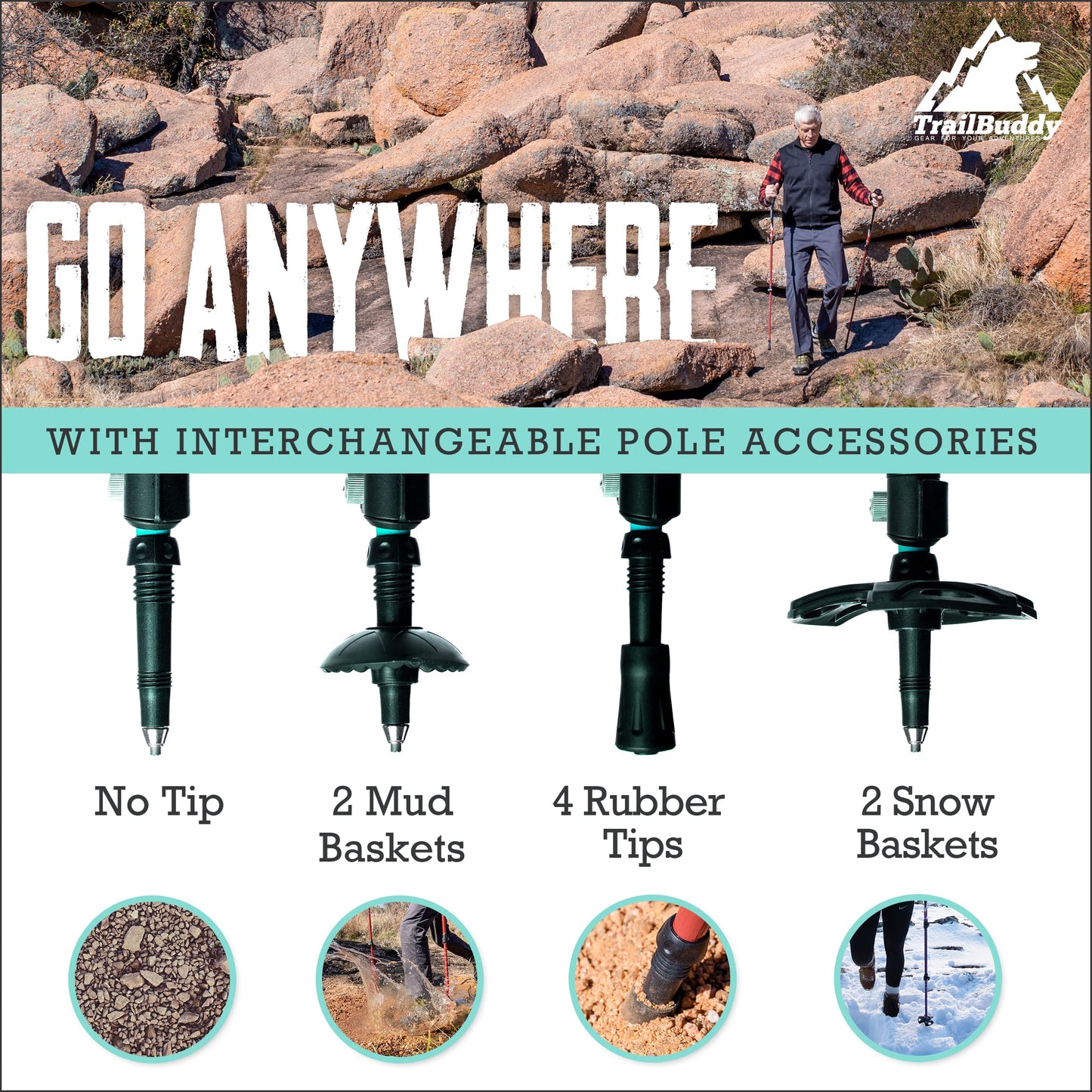 Lightweight Collapsible Trekking Poles for Hiking, Travel & Outdoor Support