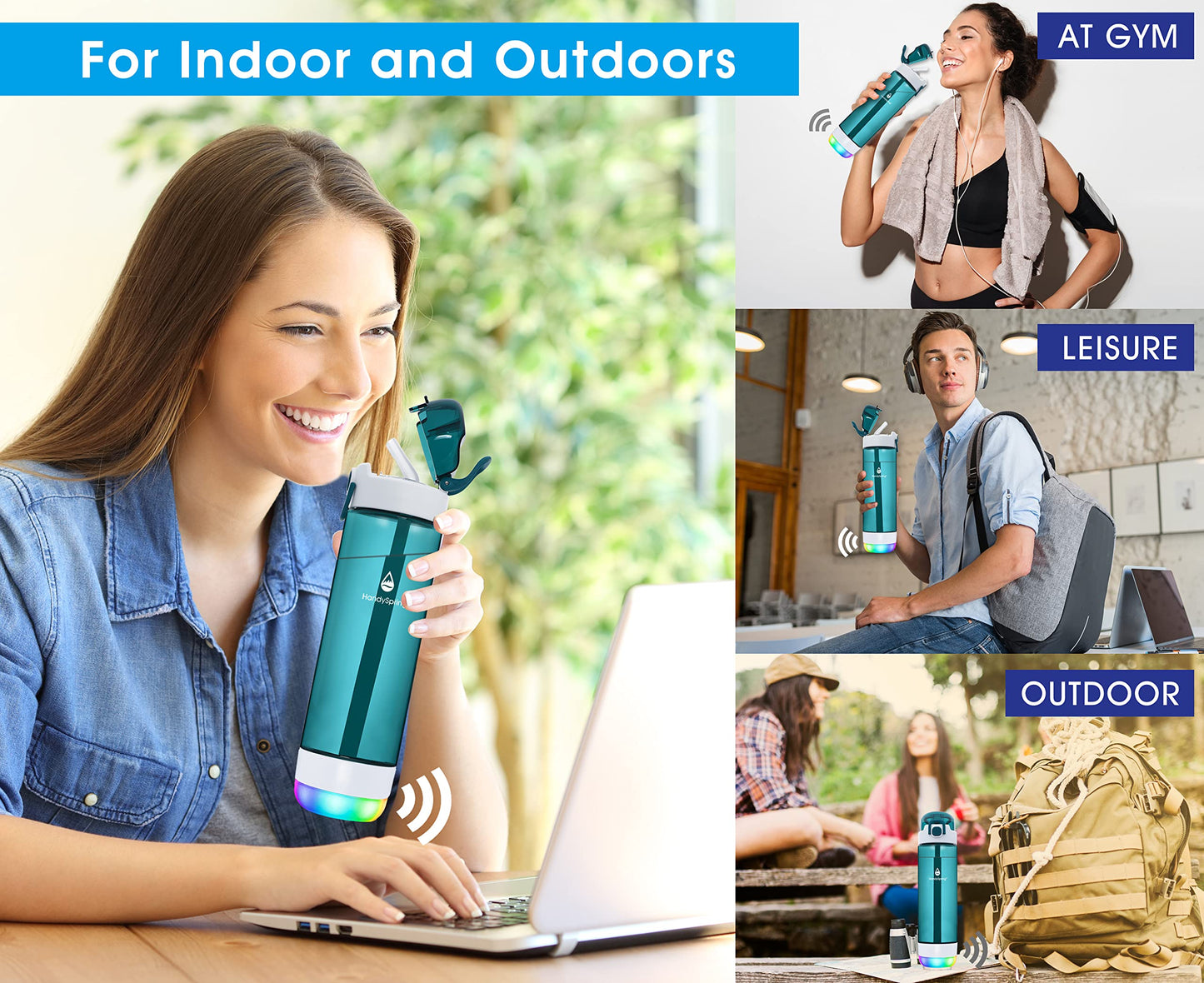 Smart Hydration Water Bottle with Drink Reminder & Straw Lid Design