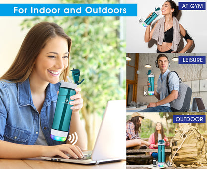 Smart Hydration Water Bottle with Drink Reminder & Straw Lid Design