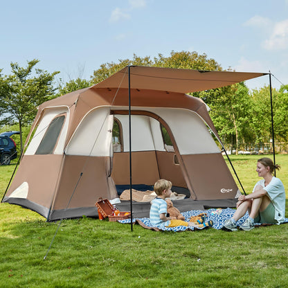 6–10 Person Family Camping Tent with Porch, Tall Interior & Ventilated Design